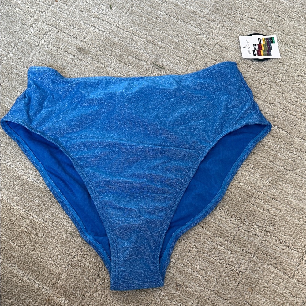Blue High-Waisted Bikini Bottoms